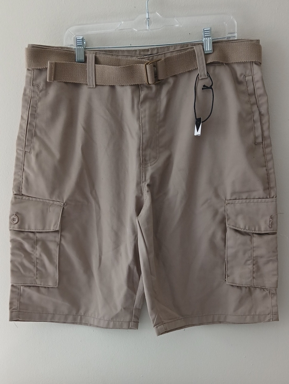 The Reset Men's Cargo Shorts in Khaki with Webbing Belt
